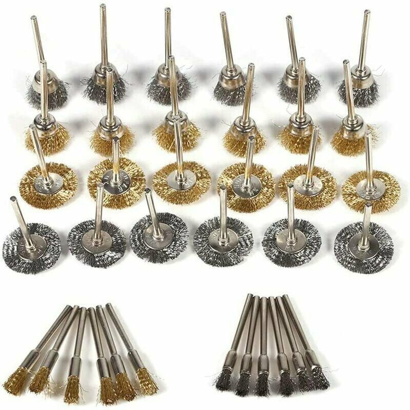 Garosa 36Pcs Polishing Brass Brush Set Wire Brush Set for Drill Tools Stainless Steel Wire Complete Kit Drilling Rotary Brushes