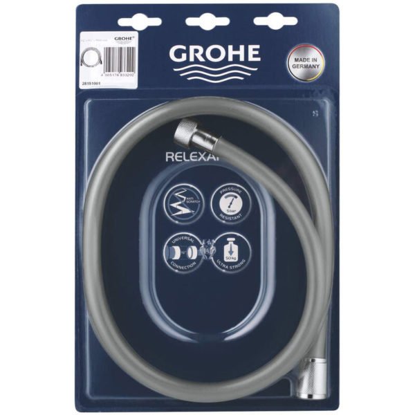 Genuine Grohe 28151001 Relexaflex Shower Hose 1500 Silver Universal Connection - Silver