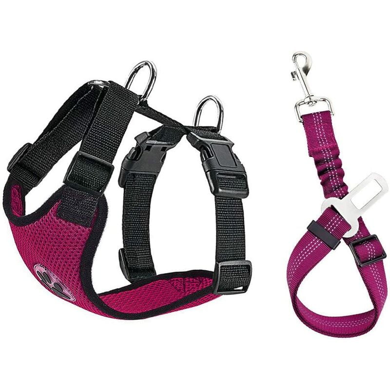 Gift - Harness and Leash Set, Multifunction Adjustable Fabric Breathable Ordinary Vest Harness with Safety Belt in Car Road Travel Walk(XXXS)