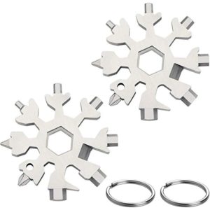 Groofoo - 2pcs Snowflake Multi-Tool 18 in 1,Stainless Steel Portable Mini Multi-Tool with Keychain for Outdoor Travel Daily Tool, Men's Christmas