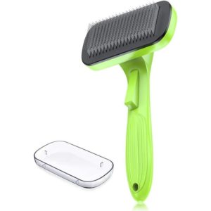 Grooming Brush for Dog Cat Long-Haired Curry Brush Professional Self-Cleaning Pet Comb Anti-Tangle Brush Detangling Rake Removes Dead Hair Up to 95%