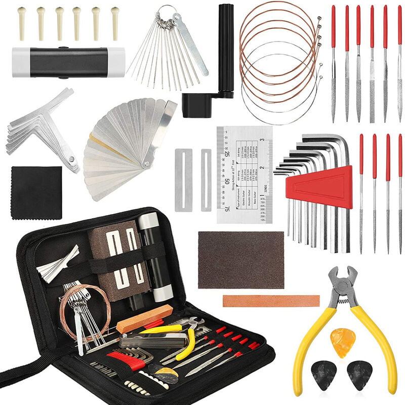 Guitar Repairing and Cleaning Tools Set Stringed Instrument Fretboard Maintenance Tools Repairing Tools Bag