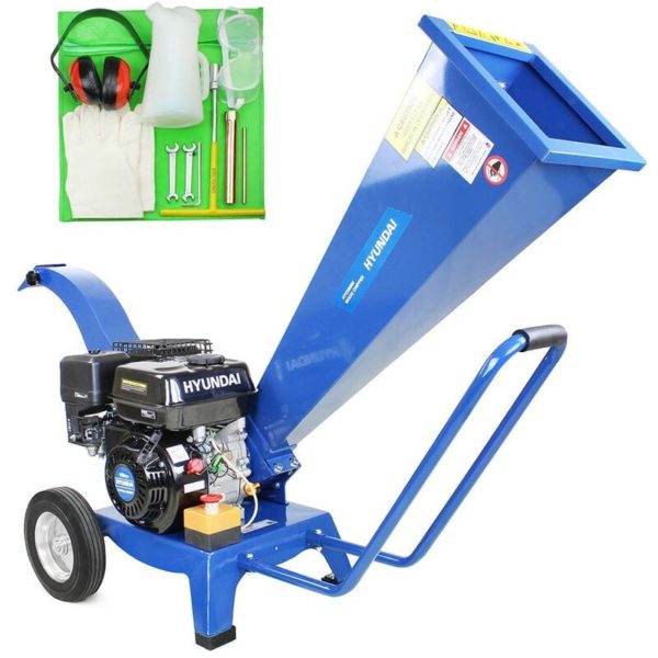 HYCH6560 196 cc 60mm Petrol 4-Stroke Garden Wood Chipper Shredder - Hyundai