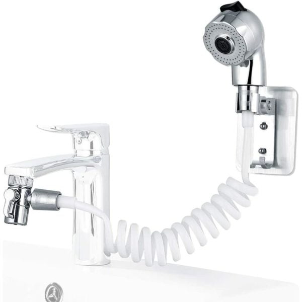 Hair Wash Hand Shower, Faucet Rinser Set with Faucet Adapter, Shower Stand and Hose - for Laundry Room, Bathroom, Laundry Bath - Langray
