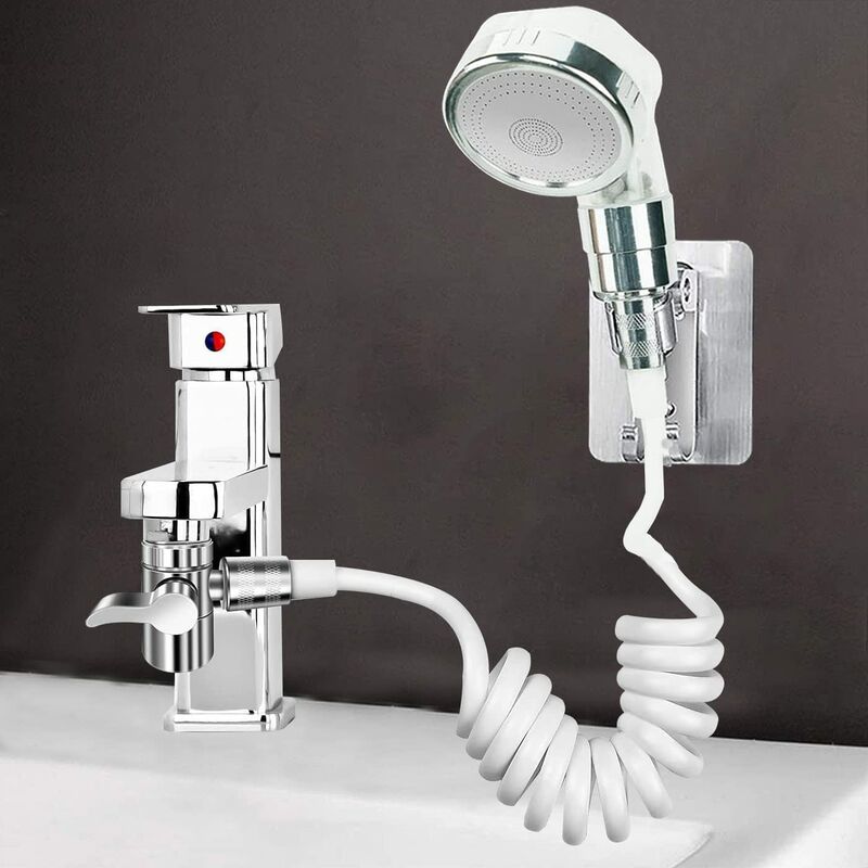 Hand Shower for Washbasin, Shower Head Set for Washbasin, Anti Limestone Shower Head 1.5m Telescopic Tube, for Washing Hair or Cleaning the Washbasin