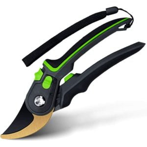 Hawk Garden Pruner Straight Blade Japanese Steel and Teflon Premium Titanium Garden Shears Trees Trimmer with Sponge Handles and Safety Guard