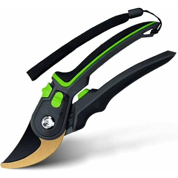 Hawk Garden Pruner Straight Blade Japanese Steel and Teflon Premium Titanium Secateurs Pruner with Sponge Handles and Safety Guards