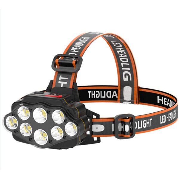 Headlamp, 8 Led rechargeable headlamp, usb waterproof helmet lamp for work, outdoor, camping, hiking, fishing, jogging, running.