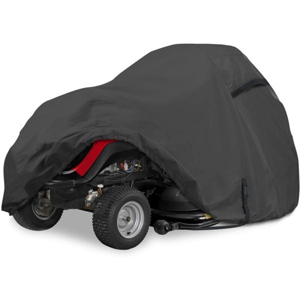 Heavy Duty 600D Polyester Lawn Tractor Cover, Waterproof Universal Lawn Mower Cover (Up to 62 Inches, Black)