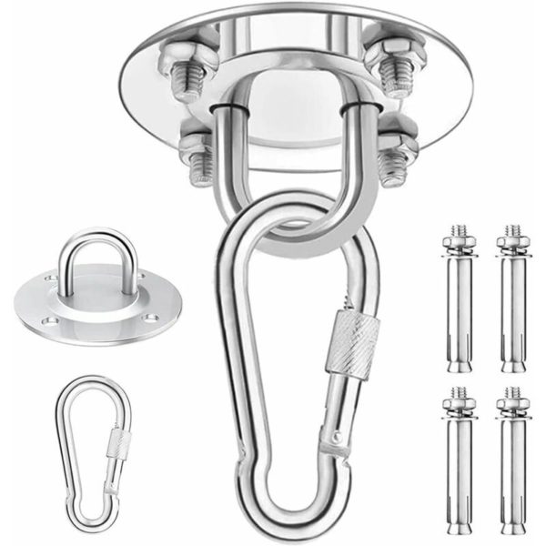 Heavy Duty Ceiling Hook, 450KG Capacity Stainless Steel Hammock Hanging Kit 180°Rotation for Concrete Wood Sets, Hanging Chair, Hanging Lamp,