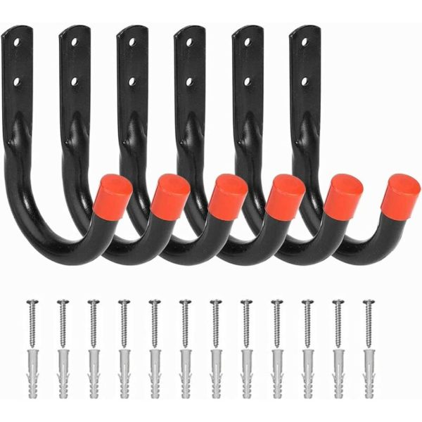 Heavy Duty Garage Storage Utility Hooks,6Pack Wall Mount u Rack Organizer System Multi-Tools Holder Hanging Organizer for