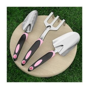 Heavy Duty Garden Tool Set 3 Piece Aluminum Alloy Garden Shovel Hand Planting Trowel Cultivator Rake with Non-slip Rubber Ergonomic Garden Tools