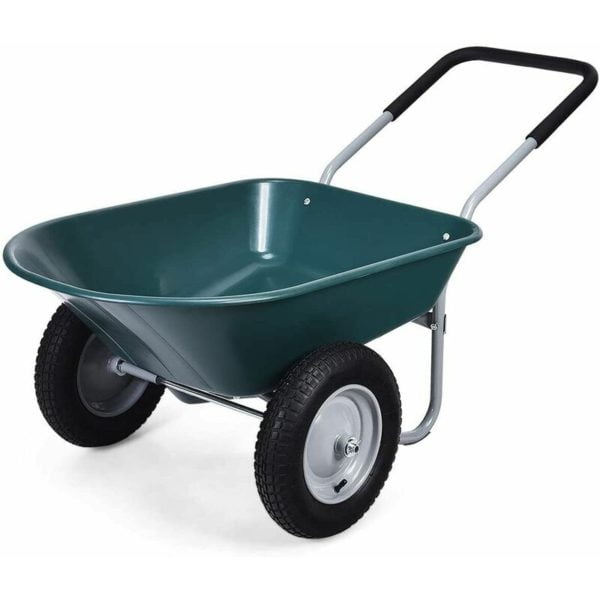 Heavy Duty Plastic Two Wheeled Garden Yard Wheelbarrow Pneumatic Tyre 150KG