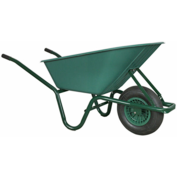 Heavy Duty Plastic Wheelbarrow - 85 Litre Capacity - Tubular Steel Frame