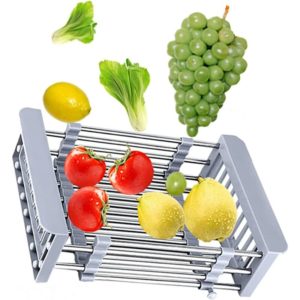 Hiasdfls - Extensible sink drain, telescopic stainless steel drain basket with functional kitchen sink organizing with adjustable arms for vegetables