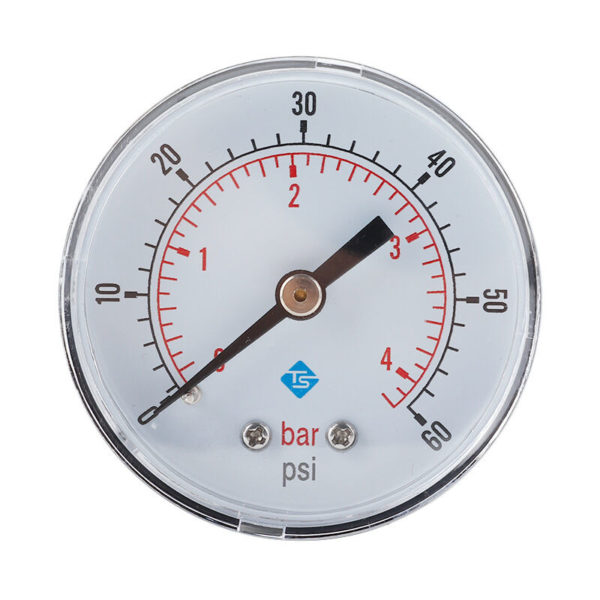 High Accuracy Axial Pressure Gauge, 0-100psi/0-7bar, Stainless Iron Housing, Bottom Mount 1/8 bspt, Air Pressure Gauge Water Pressure Gauge Hydraulic