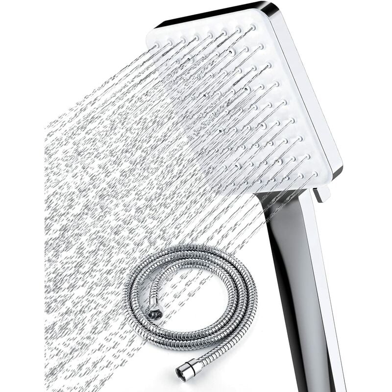 High Pressure Shower Head with handheld, 6 Spray Settings Handheld Shower Head with 59' Stainless Steel Shower Hose and Adjustable Bracket