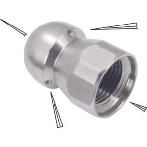 High Pressure Water and Sewer Jets Cleaning Nozzle 3/8in Stainless Steel Pipe and Drain Washer Accessory