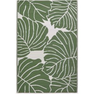 Homescapes - Ada Botanical White & Green Outdoor Rug, 120 x 180 cm - Green & White - Green & White - Green & White