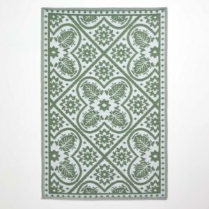 Homescapes - Green Outdoor Rug with Floral Leaf Pattern, 122 x 182 cm - Green