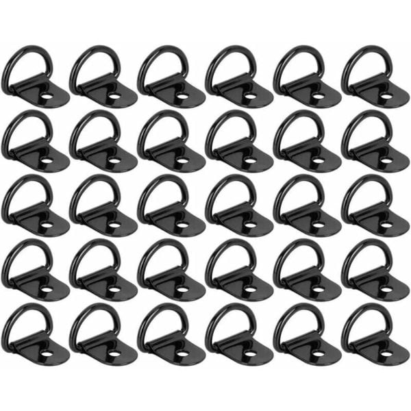 Hook Ring Bracket D Ring Trailer Lashing D Ring Anchor Ring Lashing Ring for Cargo Securing on Trailer Boat Car (30 Pcs Black)