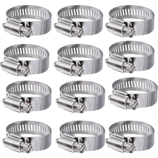 Hose Clamp 304 inox Clamp Adjustable Stainless Steel Hose Clamps Clips Fastener for Family Water Pipe, Gas Tank, Automobile Tube (13-19mm)