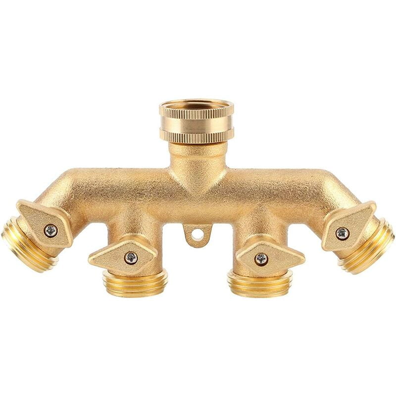 Hose Distributor (4 Way), Brass Garden Hose Adapter, Four Way Diverter Adapter, Ball Valve Connector