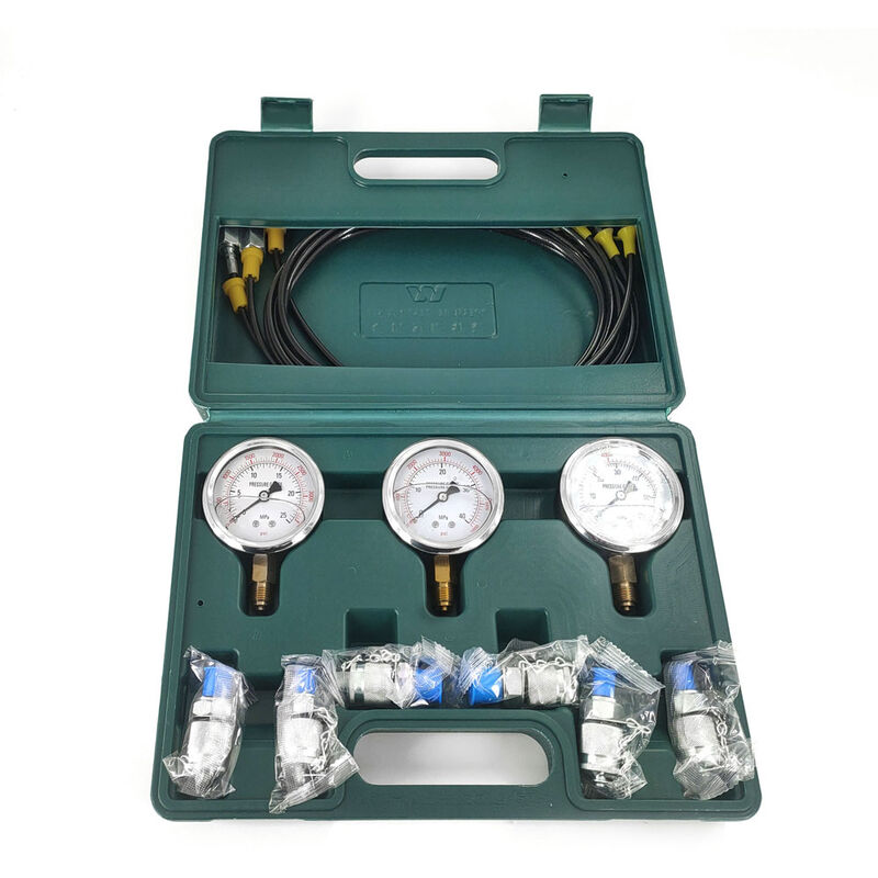Hydraulic Pressure Gauge Kit Excavator Hydraulic Kit Pressure Meauring Device with 6 Test Couplings 3 Pressure Gauges 3 Test Hose for Excavator