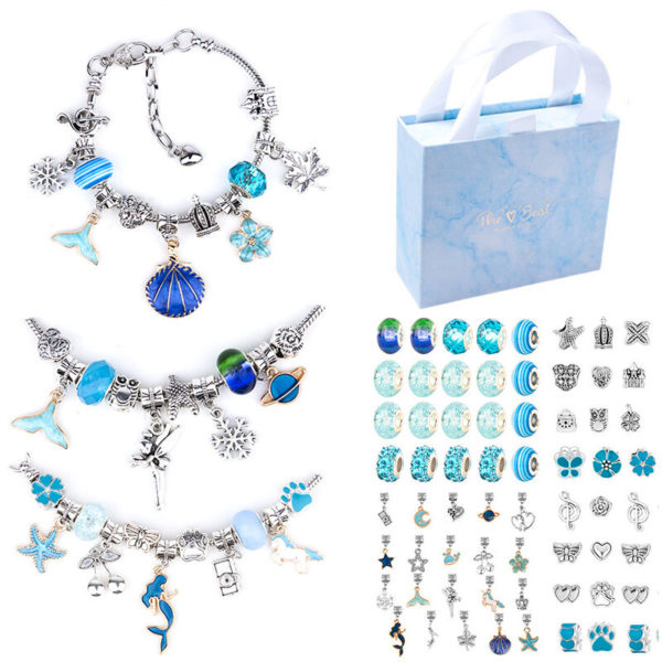 Ilovemilan - Christmas Gift - Diy Kids Ocean Collection Bracelet Set in Blue Beaded Gift Box