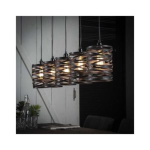 Industrial Ceiling Light Shearer 5 Pendants - Black, Metal