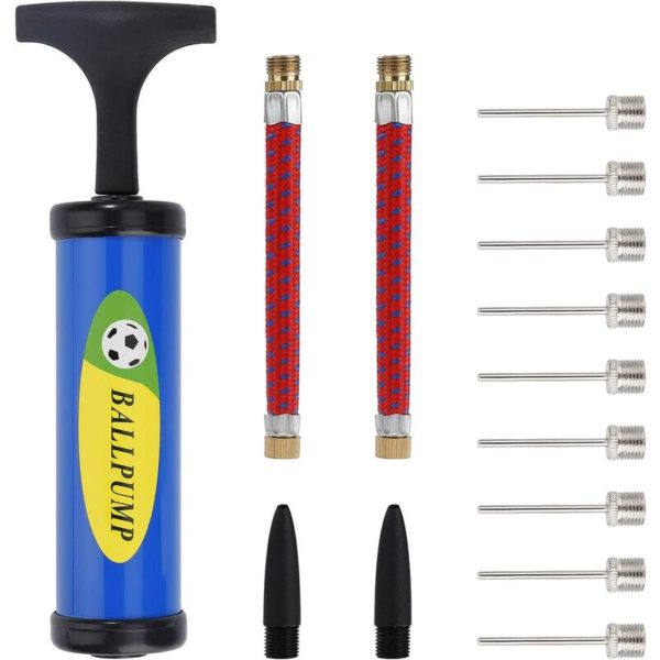 Inflator Pumps and Accessories Ball Pump Set with Manual Inflator Gas Needles Flexible Hose Nozzle for Football Basketball Volleyball 14 Pieces