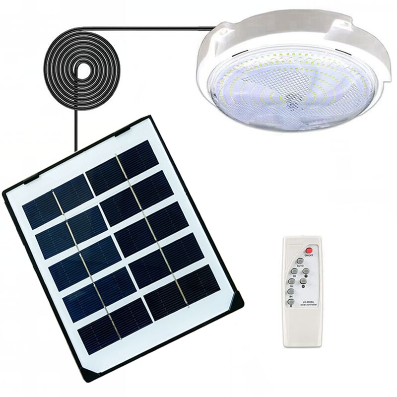 Intelligent indoor solar ceiling light IP66 outdoor solar light garden lamp with line corridor light for garden decoration (Black) 45W