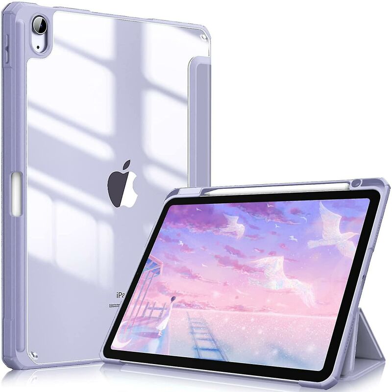 Ipad Air 5th Generation (2022) / Ipad Air 4th Generation (2020) 10.9 Inch -shockproof Cover With Clear Transparent Back Shell,Purple,11