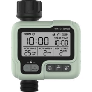 Irrigation Timer Water Controller IPX5 Waterproof Manual Automatic Sprinkler with Large LCD Screen Easy Installation for Balcony Garden Flowerbed