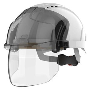 JSP - evo vistashield Safety Helmet with Intergrated Shield - Smoke/White - White