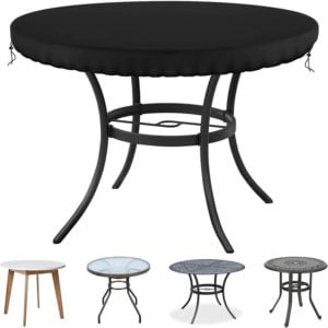 Joorrt - Garden Table Cover Round Waterproof, Patio Table Top Cover,Outdoor Garden Furniture Covers Fitted Round Table,Heavy Duty 600D Oxford Fabric