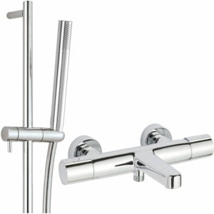 Just Taps Plus - jtp Fusion Thermostatic Bath Shower Mixer Tap with Shower Rail Kit - Chrome