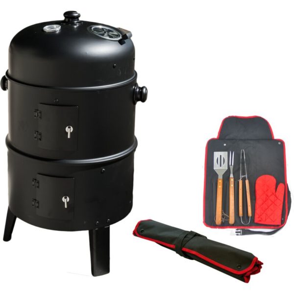 KCT - 3 in 1 bbq Upright Outdoor Smoker Barbecue With Tool Set