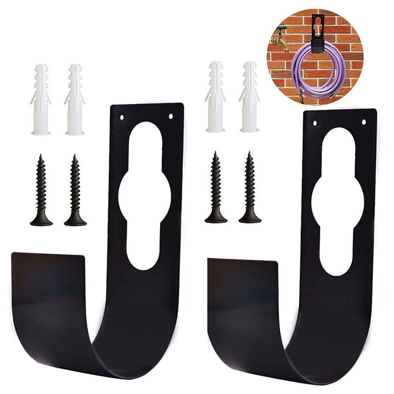 Kartokner - 2 pcs Garden Hose Holder Hook Cast Iron Wall Mount Hose Hangers for Outside Durable Hose Storage Garden Hose Hook Water Hose for