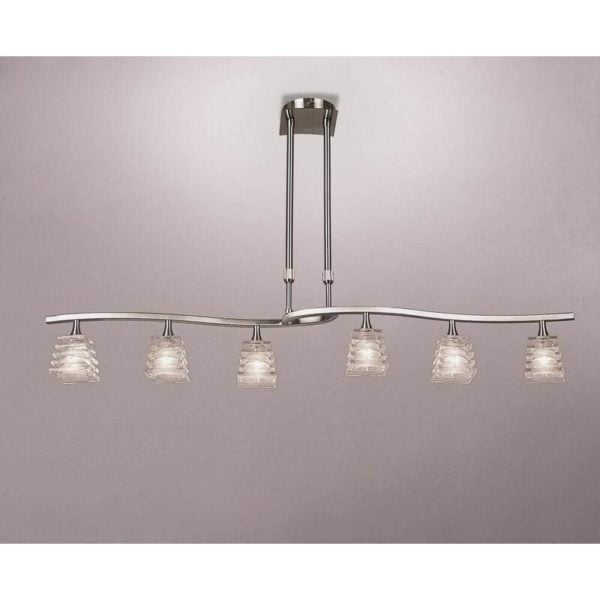 Keops telescopic suspension 6 G9 bulbs, satin nickel