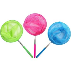 Kids Fishing Net Butterfly Net Telescopic Children's Insect Catch Mesh Fish Net Lightweight and Extendable (38-85 Cm) (Blue+Pink+green)