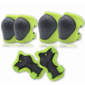 Kids Roller Skate Protective Gear Set 6 Piece Sports Helmet Roller Skate Protective Gear Knee Pads Elbow Pads Green