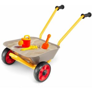 Kids Wheelbarrow Heavy Duty Metal Children Wheel Barrel Tool Sand Cart 2 Wheels