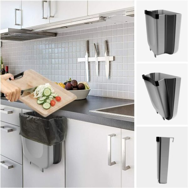 Kitchen Bin, Folding Bin, Kitchen Bin, Bathroom Bin, 9 L, Hanging Bin, Organic Bin, New Generation for Kitchen, Trolley, Bathroom, Living Room,