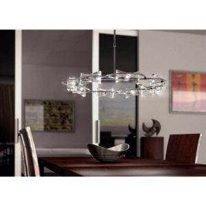 Kromo telescopic pendant light 8 Bulbs G9 round, polished chrome