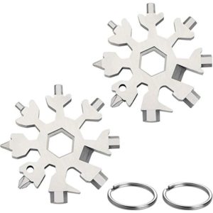 LITZEE 18 in 1 Snowflake Multi Tool, Stainless Steel Portable Multi-Tool with Keyring for Outdoor Travel Camping Daily Tool, Best Hand Tools Gadgets