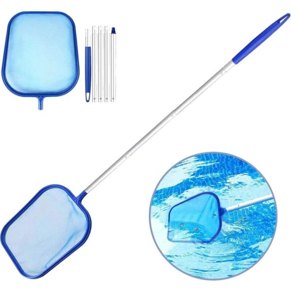 LITZEE Pool Net Skimmer, Leaf Cleaning Kit, Pool Net with 120 CM Telescopic Pole, Fine Mesh Pool Skimming Net for Hot Tub Swimming Pool Spa Garden