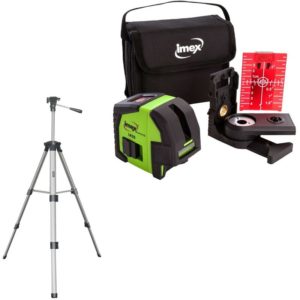 LX22 Cross Line Laser Level Self Levelling Laser 30m +Telescopic 1/4 Tripod - Imex