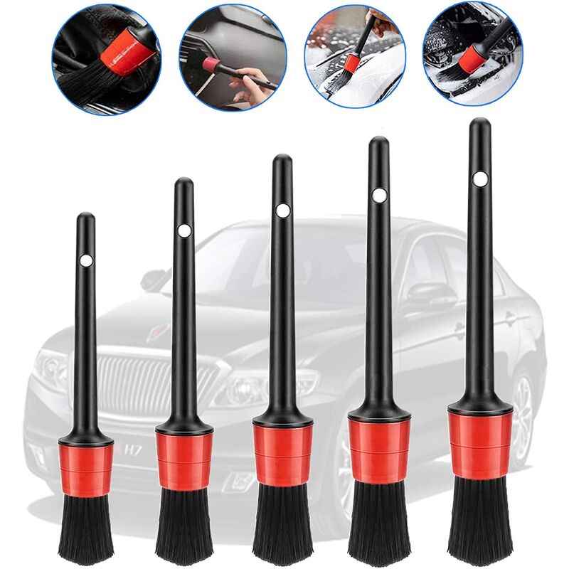 LangRay Car Cleaning Brush, 5 pcs Car Beauty Brushes, Microfiber Car Cleaning Brush, for Car Dashboard, Interior, Exterior, Air Vents