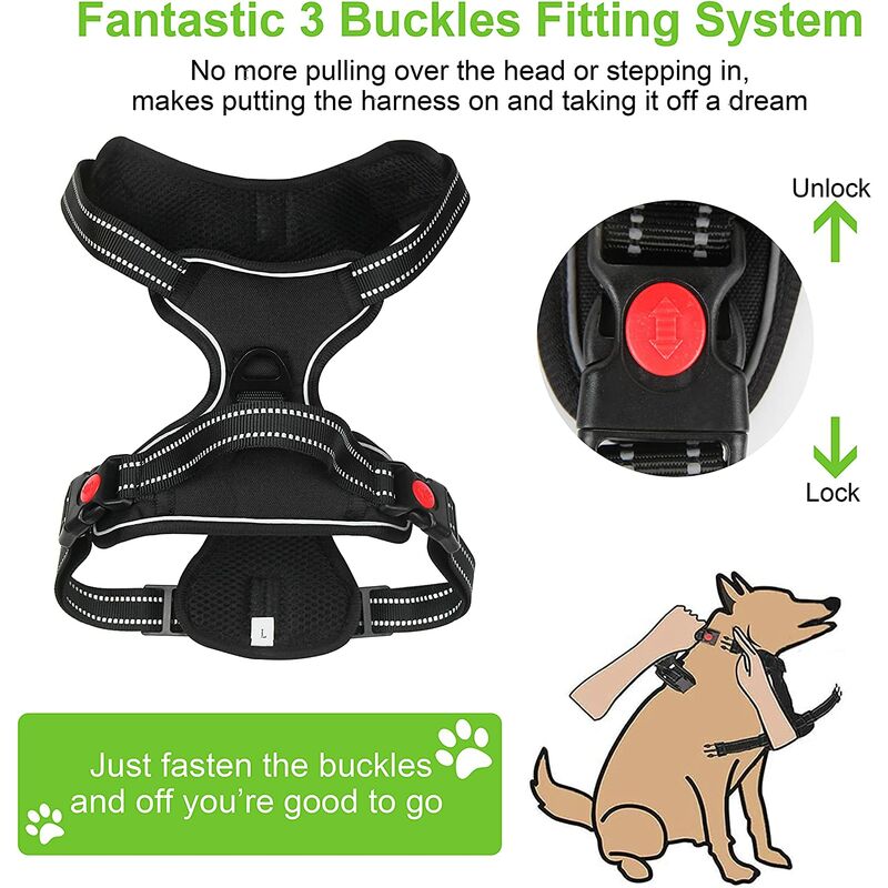 Large Dog Harnesses Breathable Chest Harness without Traction Safety Harness Soft Adjustable Reflective Dog Harness for Large Medium and Small Dogs
